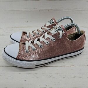 Converse Chuck Taylor All Star Causal‎ Women 7.5 Junior 6 Pink Glitter Sneakers